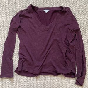 James Perse V-neck Long sleeve Dark Purple Sz 1